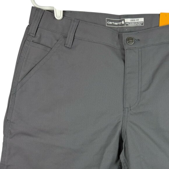 Carhartt Womens Rugged Flex Loose Grey Canvas Work Shorts Size 12 NWT 10" Inseam - Picture 3 of 11